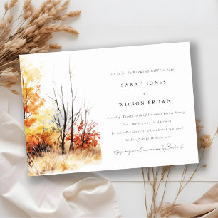Rust Yellow Fall Landscape Plaid Weekend Party Invitation