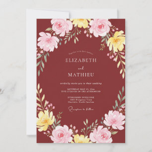Rust Yellow Wildflower Wedding Invitation