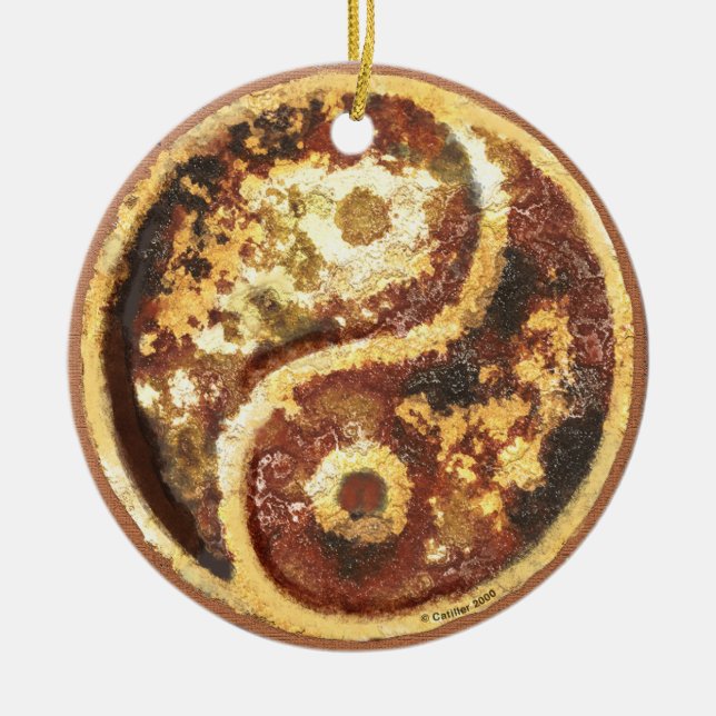 Rust Yin Yang Ceramic Tree Decoration (Front)