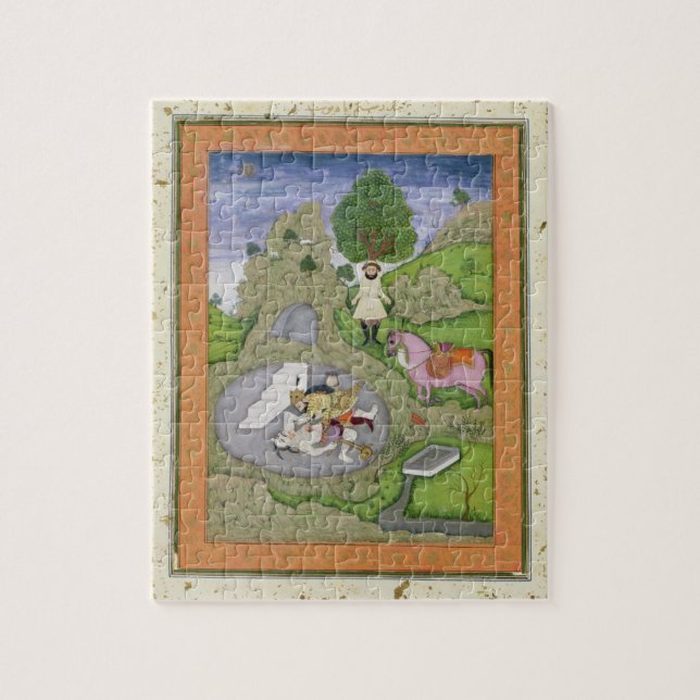 Rustam killing the White Demon, illustration from Jigsaw Puzzle (Vertical)