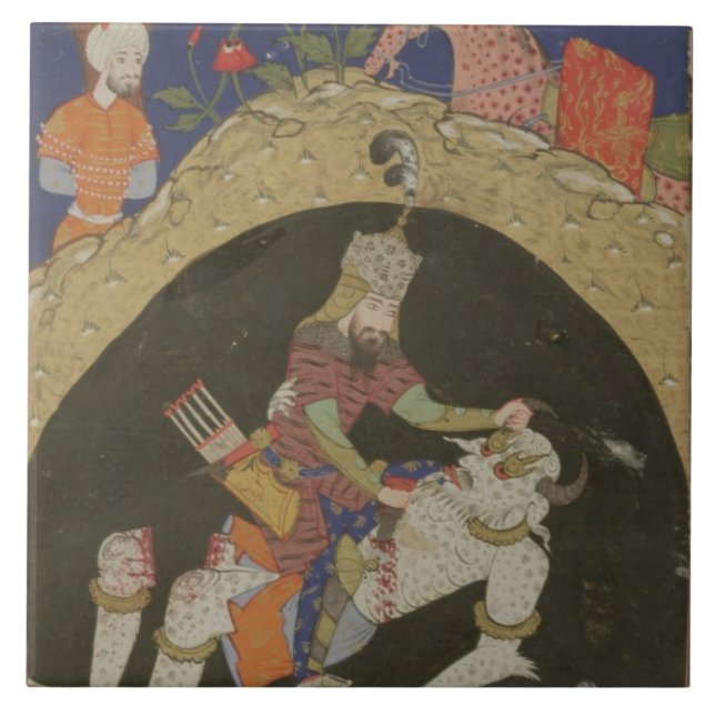 Rustam slays the White Div of Mazandaran, illustra Tile (Front)