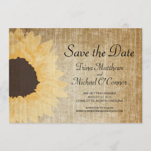Rustc Sunflower Save the Date Invitation