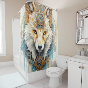 Rustclaw Steampunk Wolf Shower Curtain