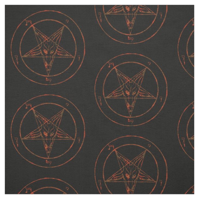 Rusted Baphomet Pentagram Goth Pattern Fabric (Swatch)