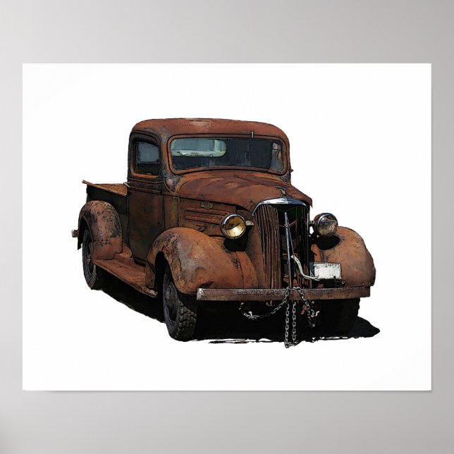 Rusted barn-find 1937 Chevy pickup Poster (Front)
