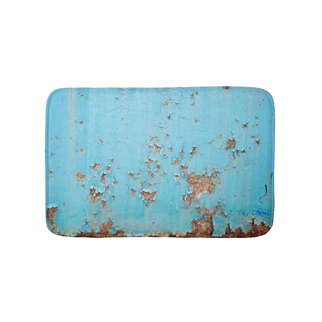 Rusted Blue Metal: Textured Wall. Bath Mat (Front)