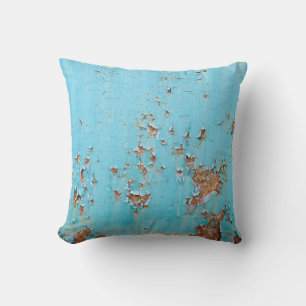 Rusted Blue Metal: Textured Wall. Cushion