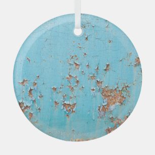 Rusted Blue Metal: Textured Wall. Glass Tree Decoration