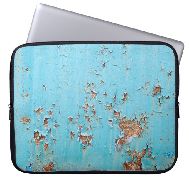 Rusted Blue Metal: Textured Wall. Laptop Sleeve (Front)