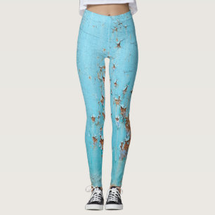 Rusted Blue Metal: Textured Wall. Leggings