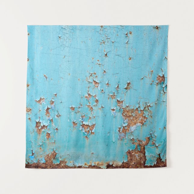 Rusted Blue Metal: Textured Wall. Tapestry (Front)