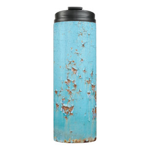 Rusted Blue Metal: Textured Wall. Thermal Tumbler