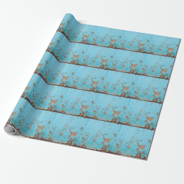 Rusted Blue Metal: Textured Wall. Wrapping Paper (Unrolled)