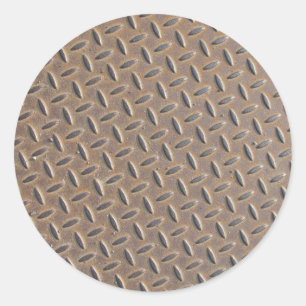 Rusted chequered plate made from steel or metal classic round sticker
