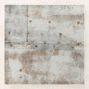 Rusted colourful metal wall, streaks. glass coaster