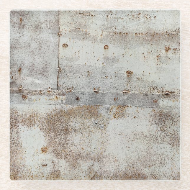 Rusted colourful metal wall, streaks. glass coaster (Front)