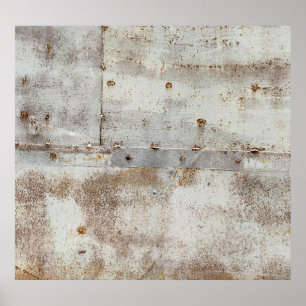 Rusted colourful metal wall, streaks. poster