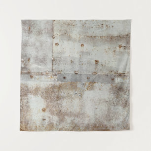 Rusted colourful metal wall, streaks. tapestry