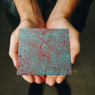 Rusted Copper Patina Cement Textured Damask Tile