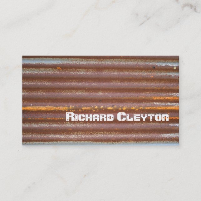 Rusted corrugated corroded metal, texture custom business card (Front)