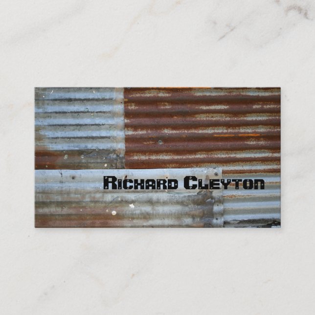 Rusted corrugated corroded metal, texture custom business card (Front)