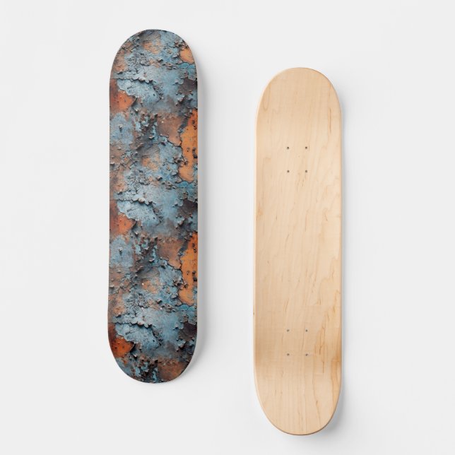 Rusted Flaked Metal Seamless Repeat Pattern Skateboard (Front)