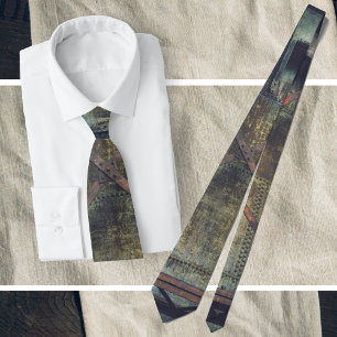 Rusted Grey Green Industrial Objects  Tie
