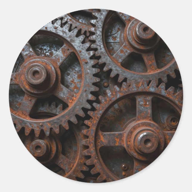Rusted Industrial Mechanism Classic Round Sticker (Front)