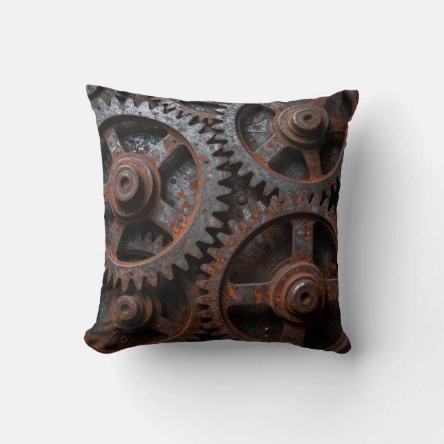 Rusted Industrial Mechanism Cushion (Front)