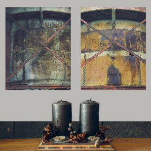 Rusted Industrial Objects in Urban Landscape