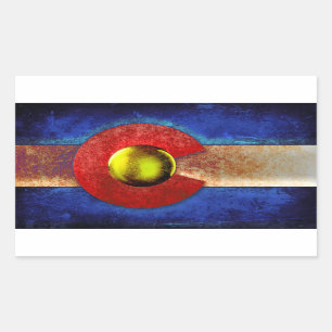 Rusted Metal Colorado Flag Rectangular Sticker