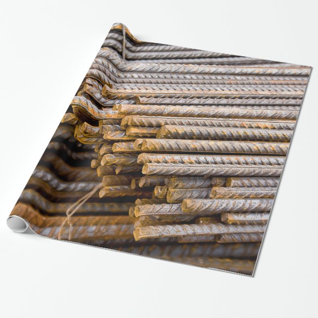 Rusted Metal Rebar Rods Wrapping Paper (Unrolled)