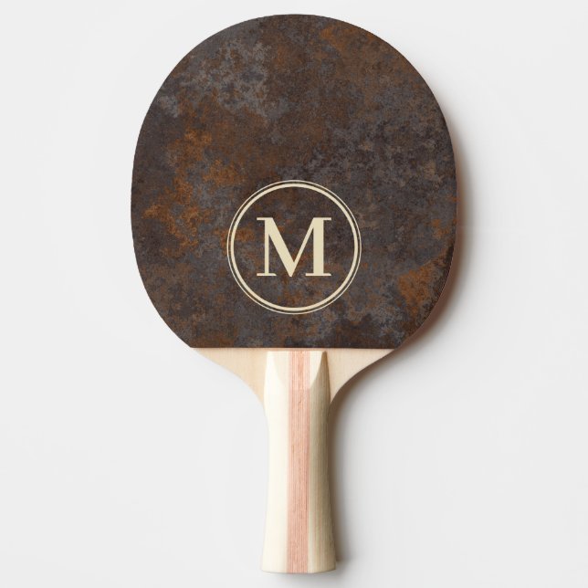 Rusted Metal Sheet Monogram Ping Pong Paddle (Front)
