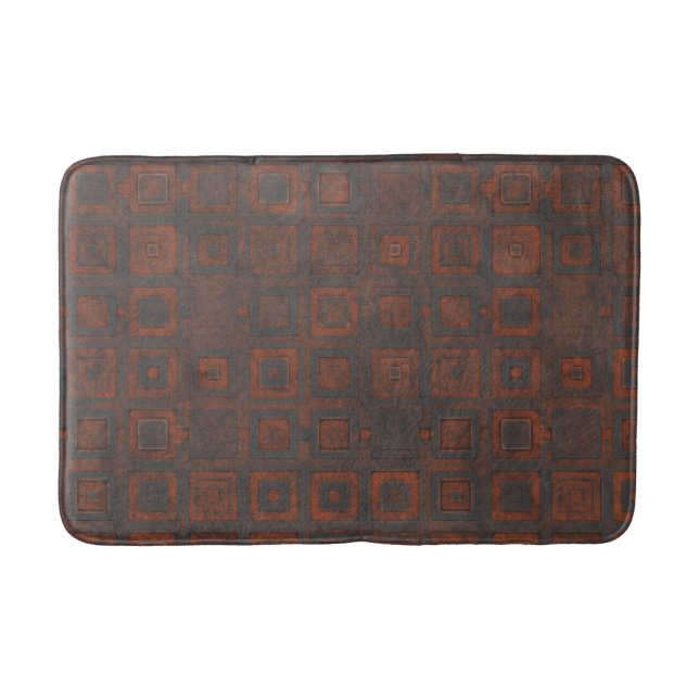 Rusted Metal Squares Bath Mat (Front)