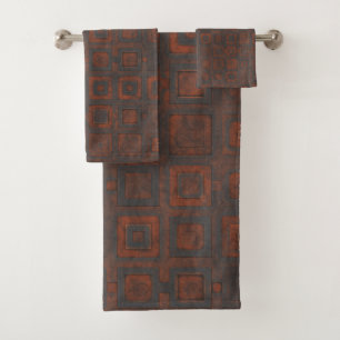 Rusted Metal Squares Bath Towel Set