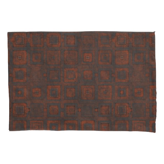 Rusted Metal Squares Pillowcase (Front)