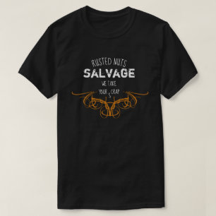 Rusted Nuts Salvage We Take Your Scrap Pinstripe T-Shirt
