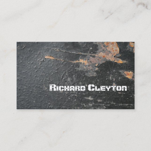 Rusted painted, corroded metal, texture custom business card (Front)
