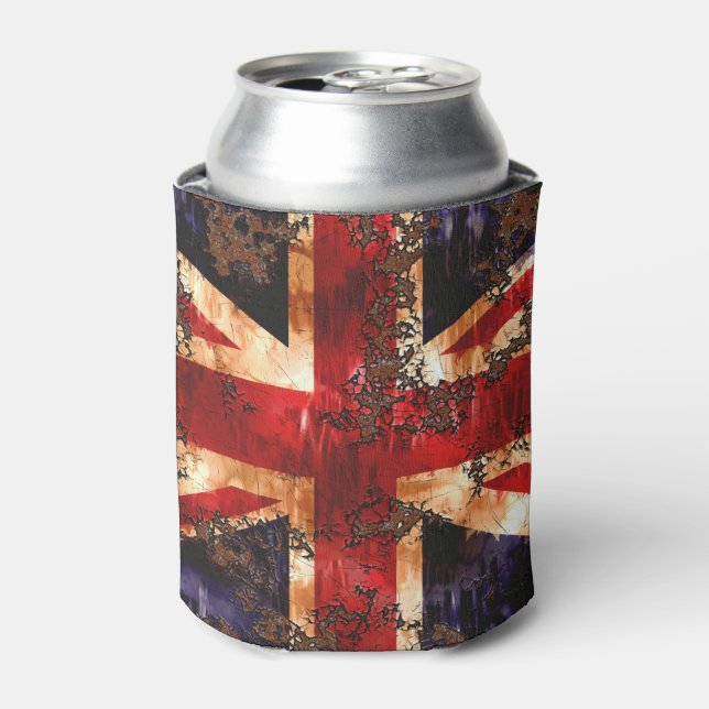 Rusted Patriotic United Kingdom Flag Can Cooler (Can Front)