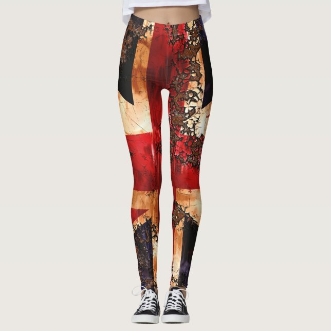 Rusted Patriotic United Kingdom Flag Leggings (Front)