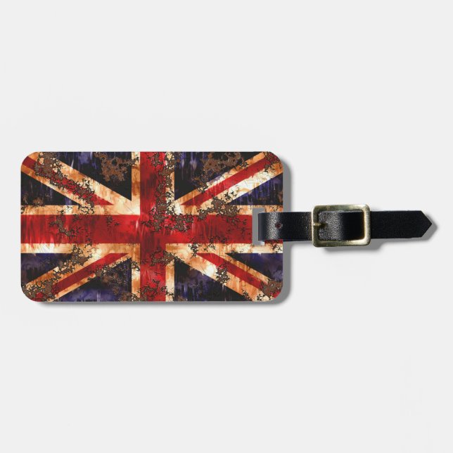 Rusted Patriotic United Kingdom Flag Luggage Tag (Front Horizontal)