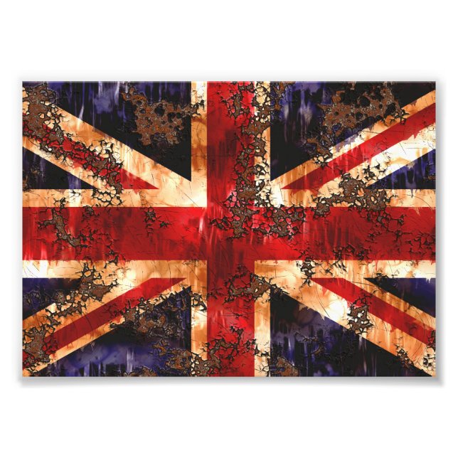 Rusted Patriotic United Kingdom Flag Photo Print (Front)