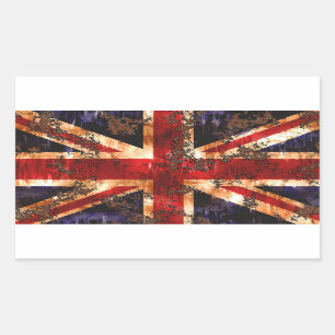Rusted Patriotic United Kingdom Flag Rectangular Sticker