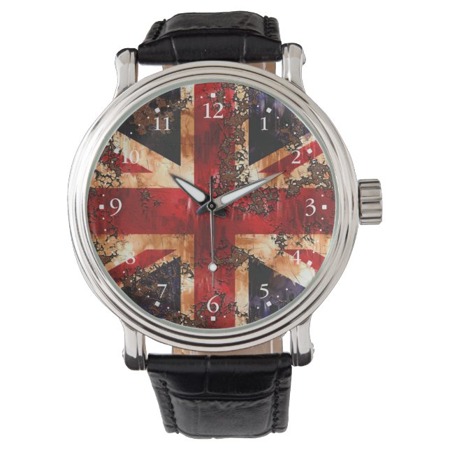Rusted Patriotic United Kingdom Flag Watch (Front)