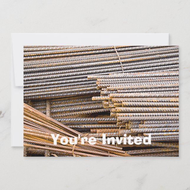 RUSTED REBAR METAL RODS INVITATION (Front)