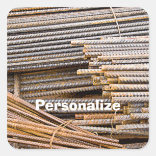 RUSTED REBAR METAL RODS SQUARE STICKER