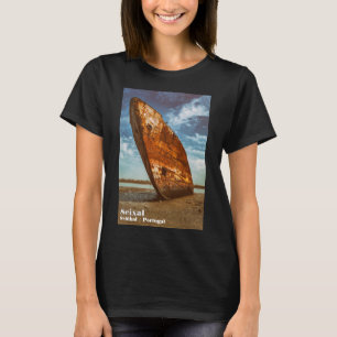 Rusted Shipwreck beached or stranded on a beach T-Shirt