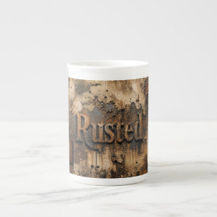 Rusted Typography on Grungy Industrial Wall Bone China Mug