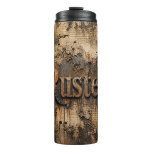 Rusted Typography on Grungy Industrial Wall Thermal Tumbler