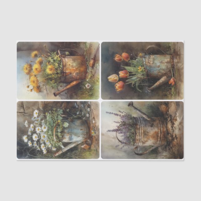 Rusted Watering Cans  Tissue Paper (Front)